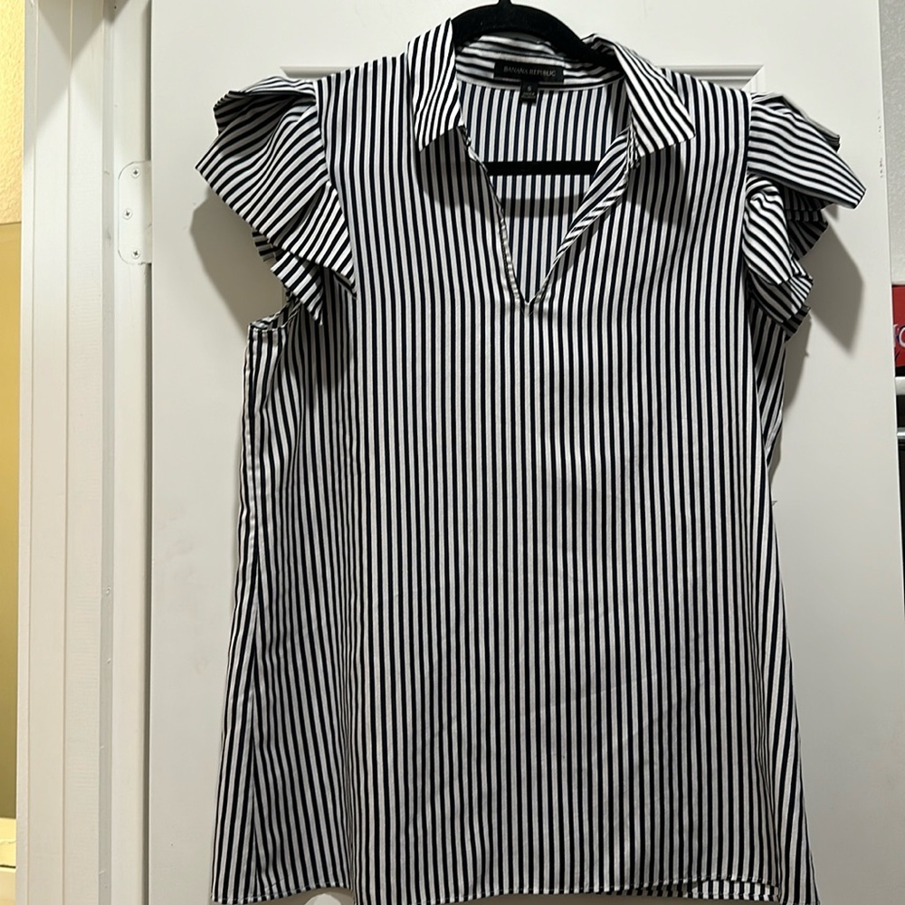 Blue and white striped top